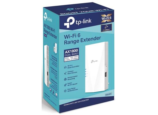 TP-Link RE600X WiFi 6 AX1800 Extender Internet Booster, Covers up to 1500 sq.ft and 30 Devices, Dual Band Wireless Signal Booster Repeater, Gigabit Ethernet Port, AP Mode, OneMesh Compatible